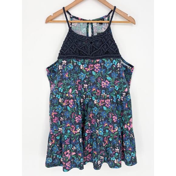 Torrid NWT Blue Floral Goddess Tiered Crochet Top Size 2X - Picture 5 of 10